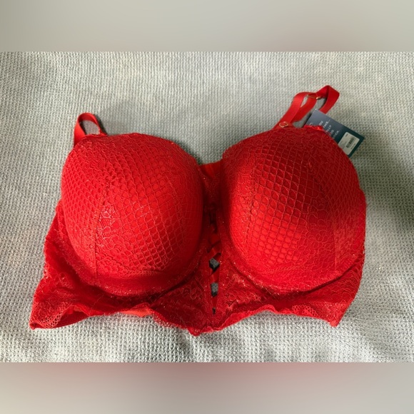 Cacique Other - Cacique Boost Balconette Bra Red Lace 46D NWT Sexy Support